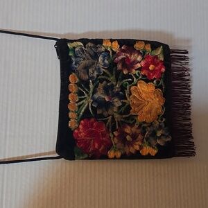Black Velvet Bag with flowers